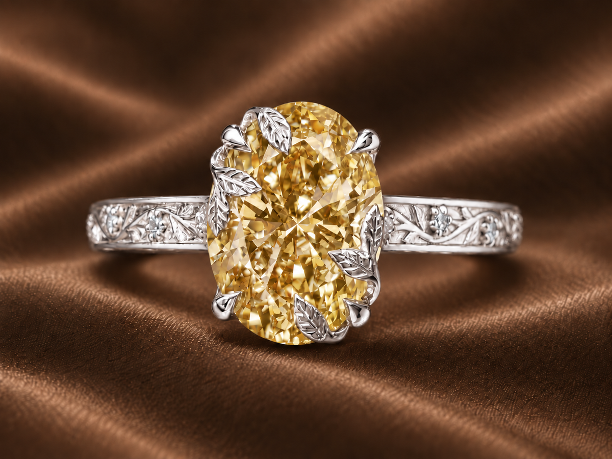 The Vintage Floral Fancy Yellow Oval Ring