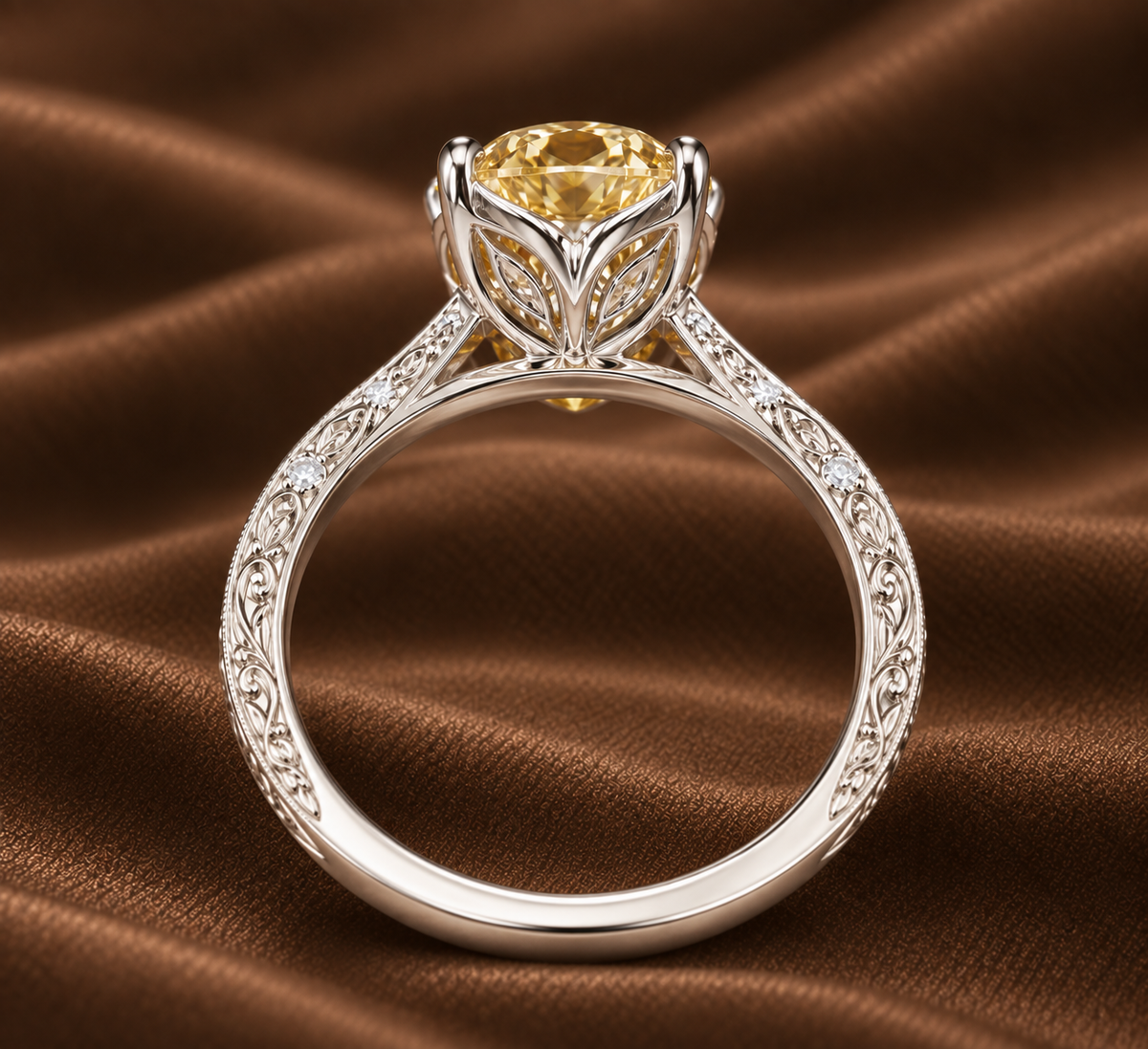 The Vintage Floral Fancy Yellow Oval Ring