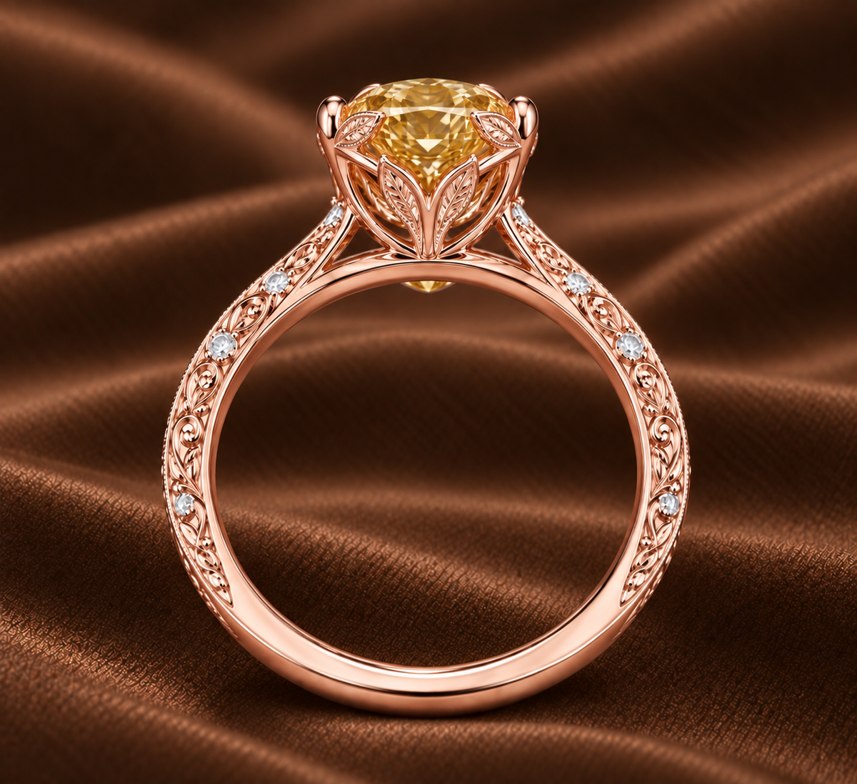 The Vintage Floral Fancy Yellow Oval Ring