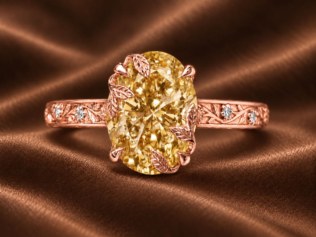 The Vintage Floral Fancy Yellow Oval Ring