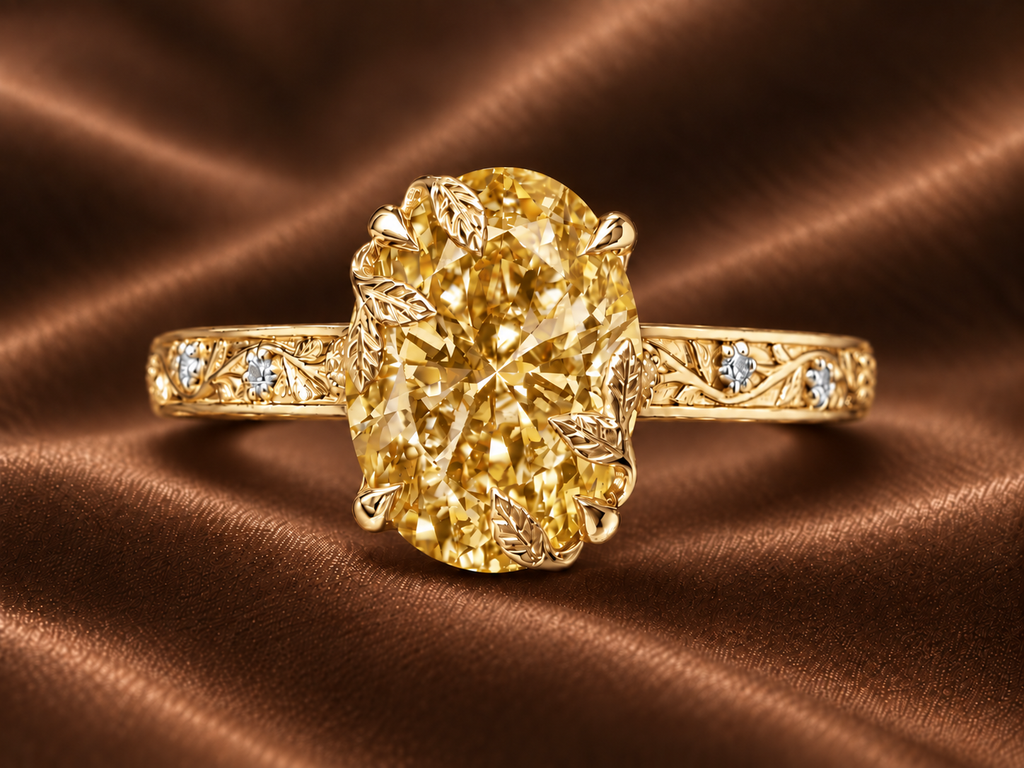 The Vintage Floral Fancy Yellow Oval Ring