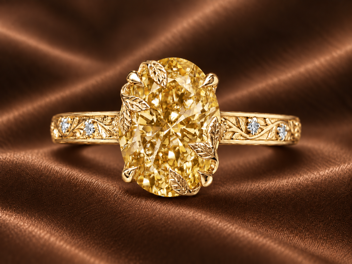 The Vintage Floral Fancy Yellow Oval Ring