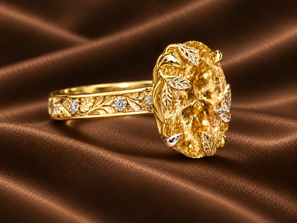 The Vintage Floral Fancy Yellow Oval Ring