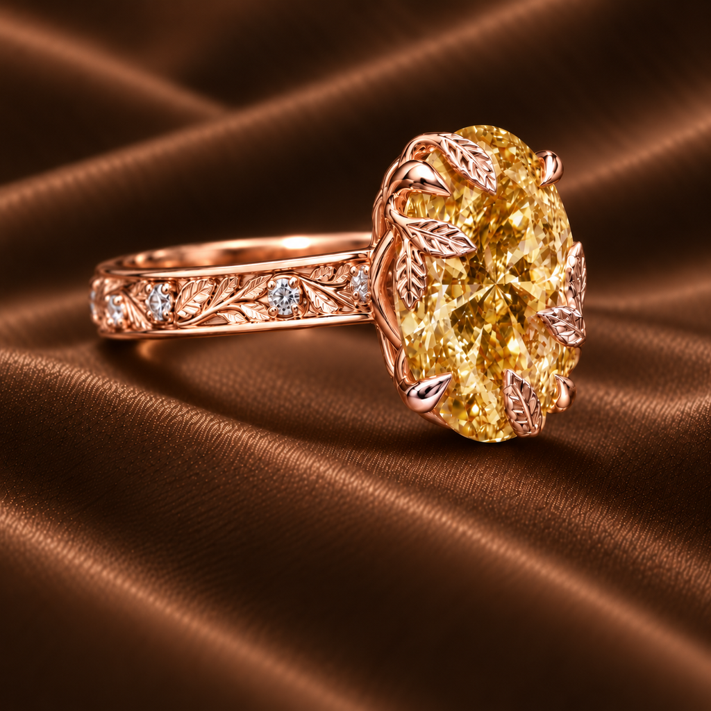 The Vintage Floral Fancy Yellow Oval Ring