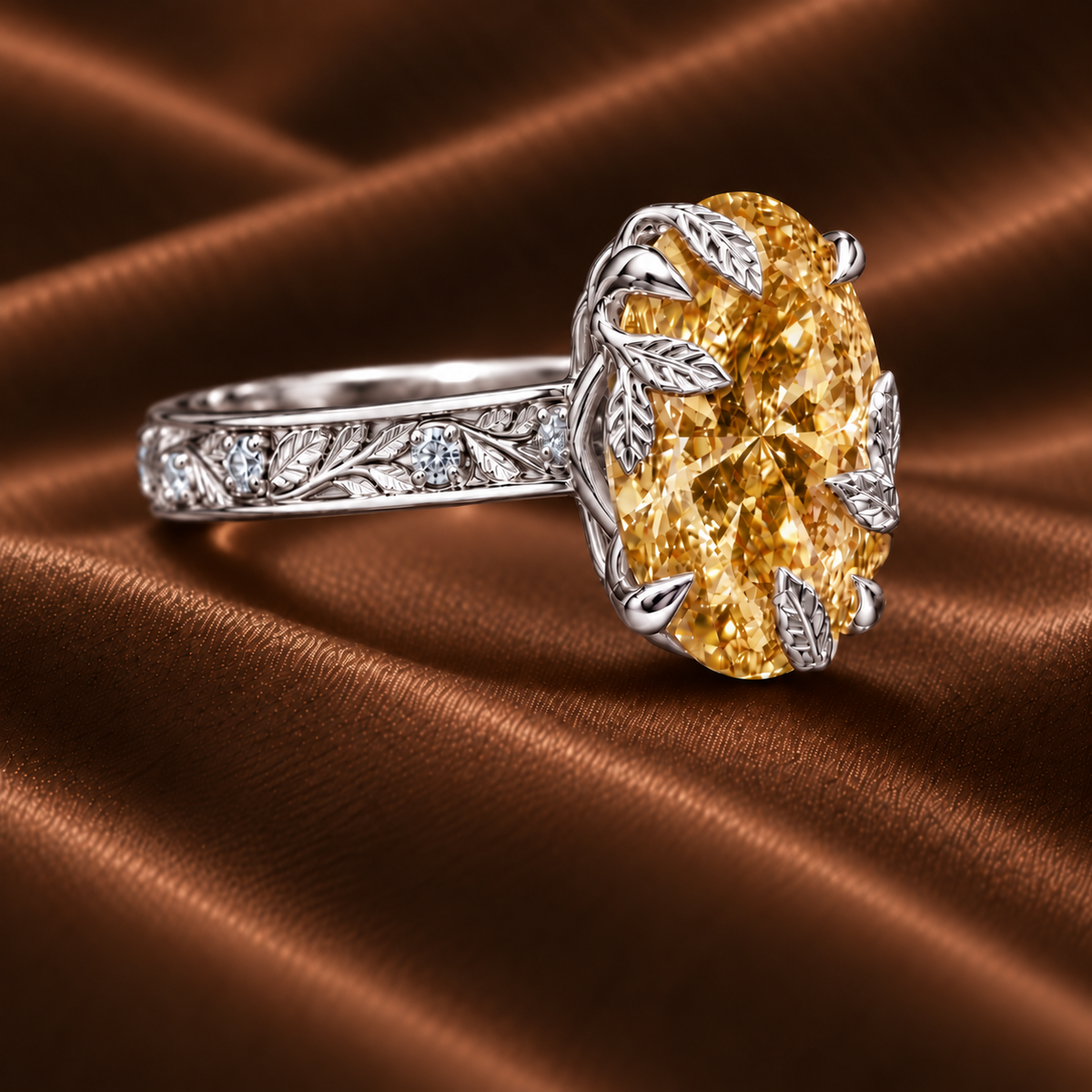 The Vintage Floral Fancy Yellow Oval Ring