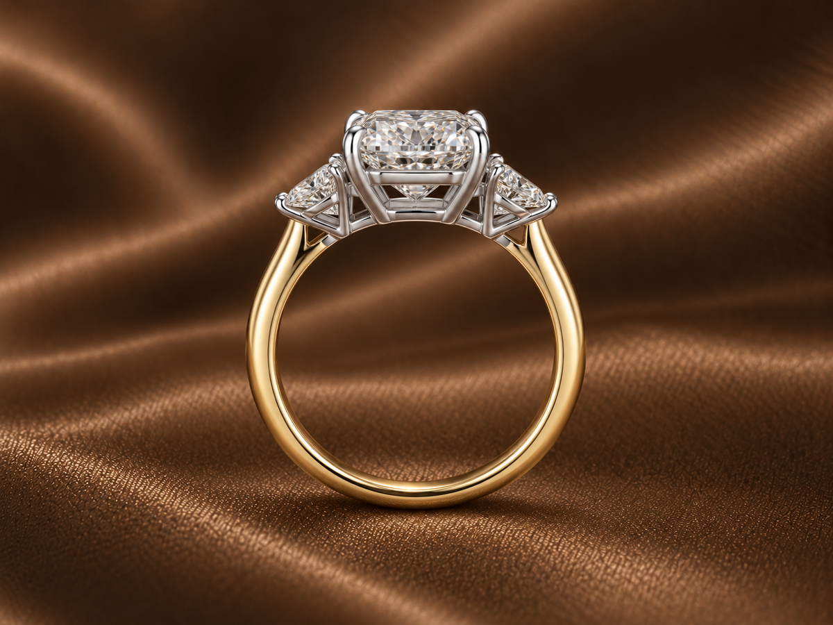 The Heritage Cushion Three-Stone Ring