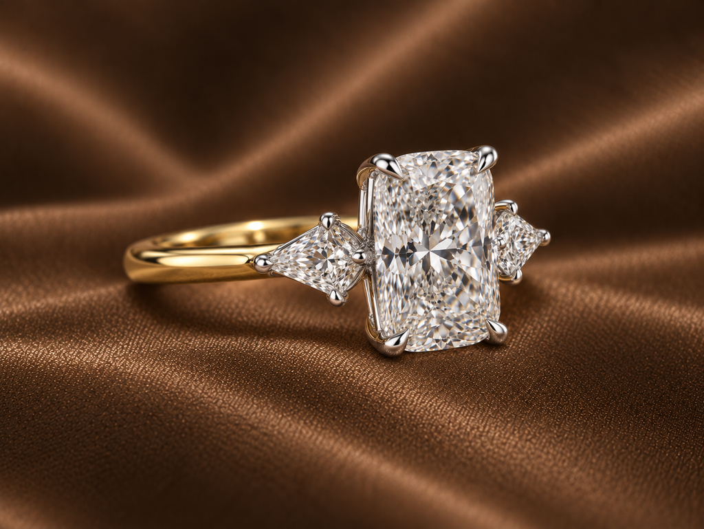 The Heritage Cushion Three-Stone Ring