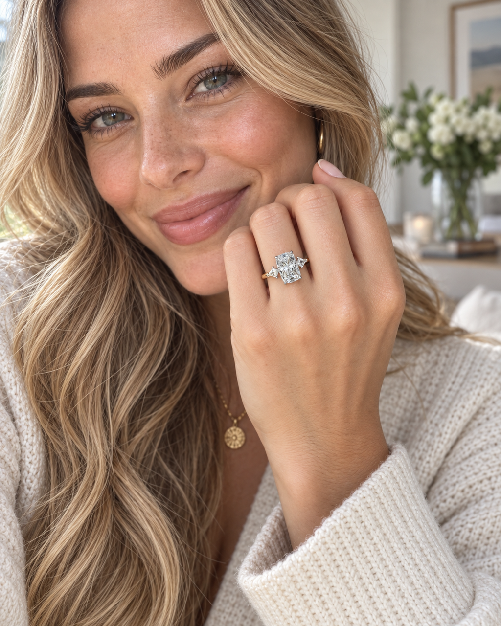 The Heritage Cushion Three-Stone Ring