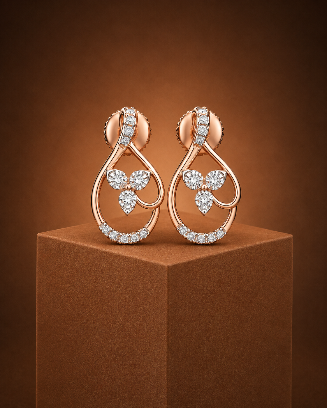 Interlocking Twist & Diamond Trio Earrings