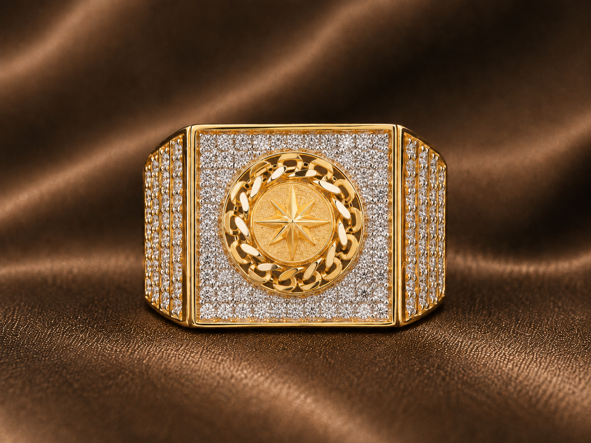 Nova Iced Chain-Link Signet