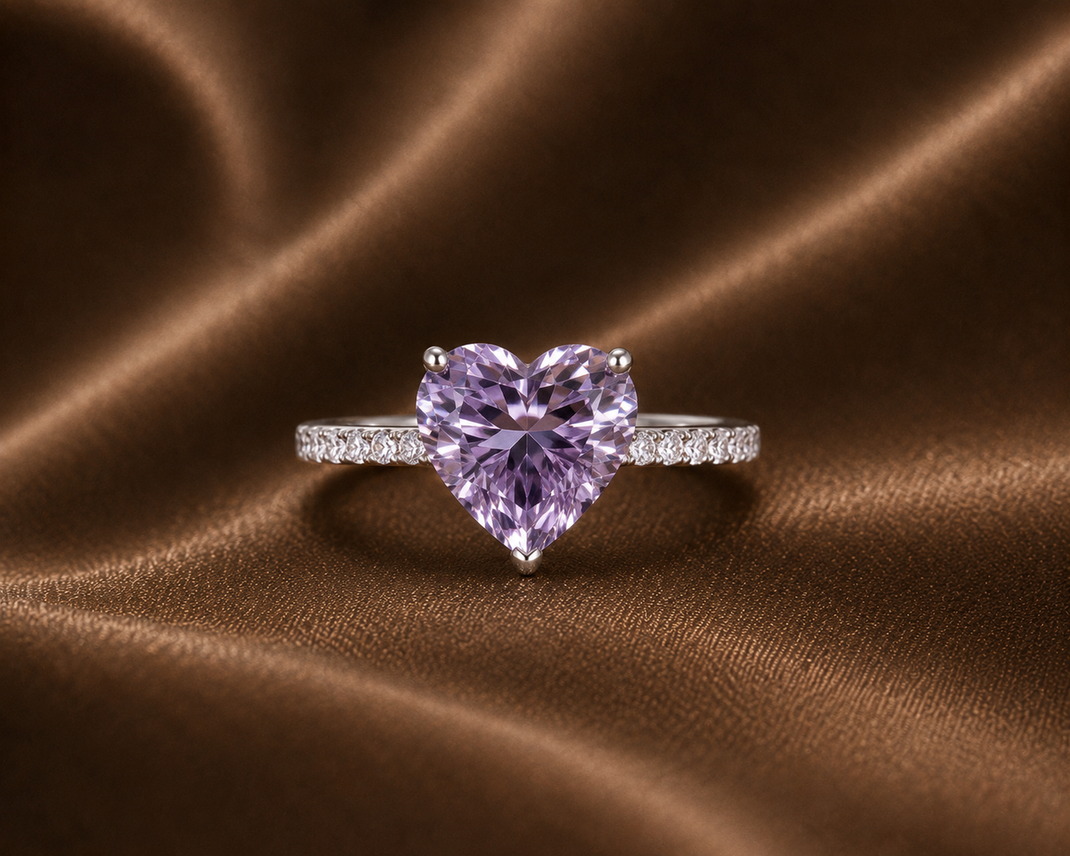 The Lilac Heart Pave Ring