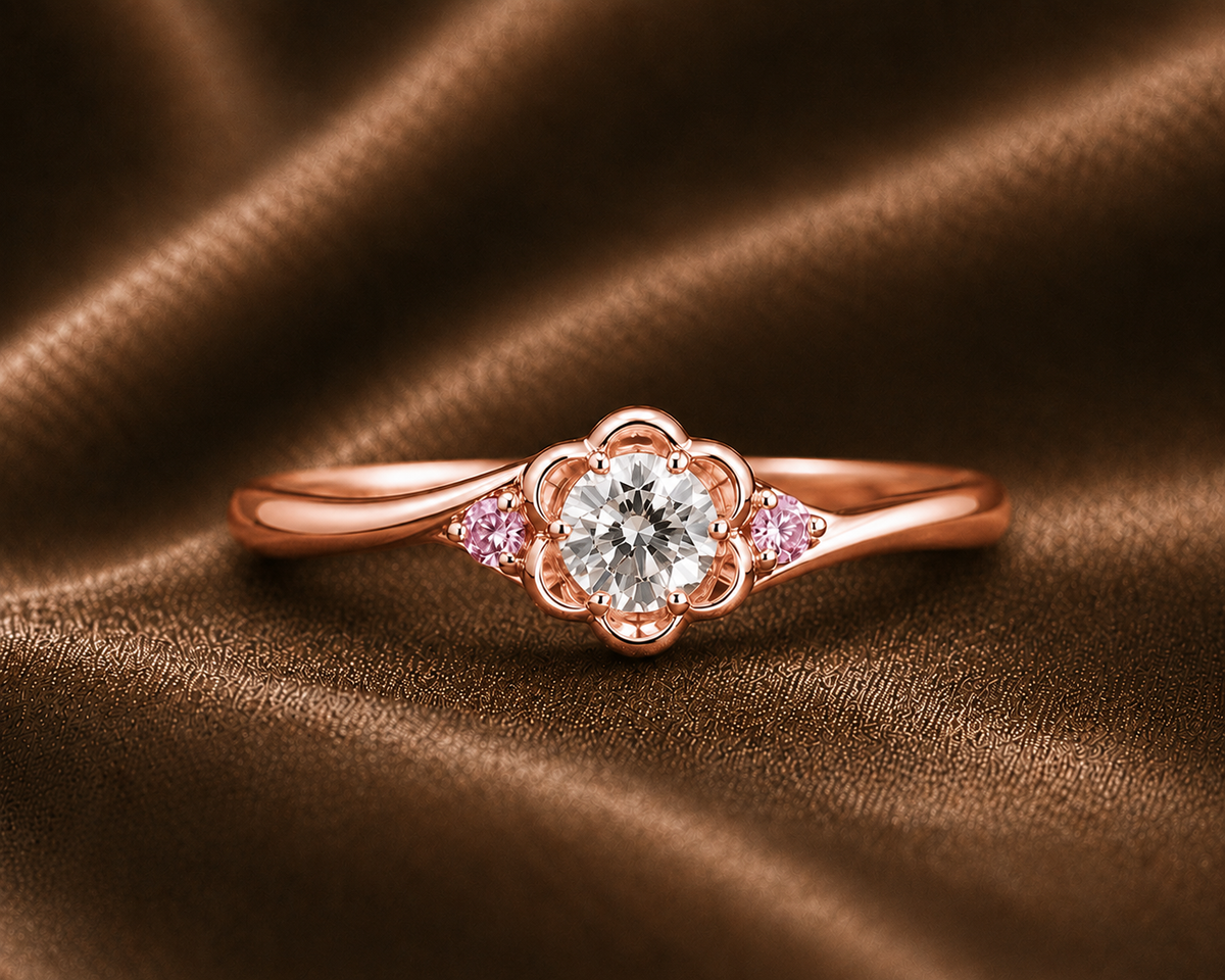 Vintage Scallop Round Diamond Ring
