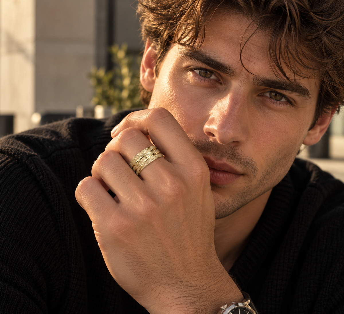 The Textured Gold Statement Band