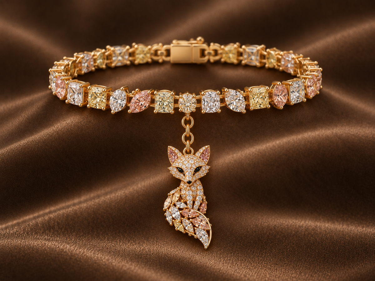 The Mixed-Cut Fox Charm Bracelet