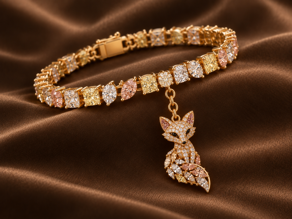 The Mixed-Cut Fox Charm Bracelet