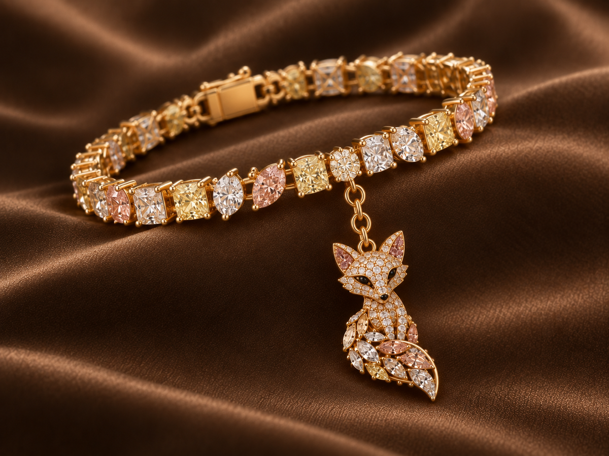 The Mixed-Cut Fox Charm Bracelet