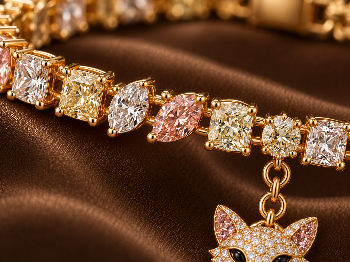 The Mixed-Cut Fox Charm Bracelet