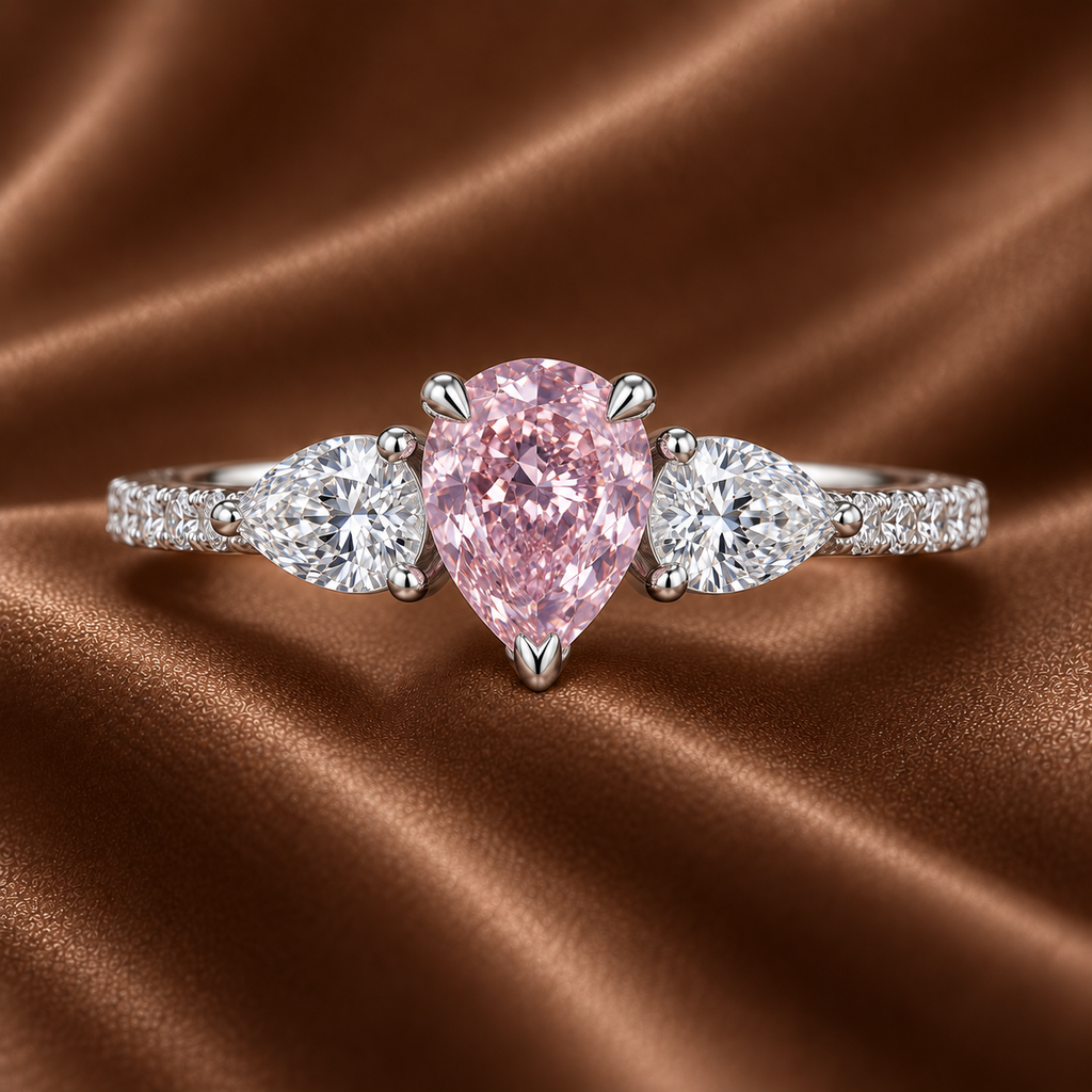 The Blush Pear Three-Stone Ring