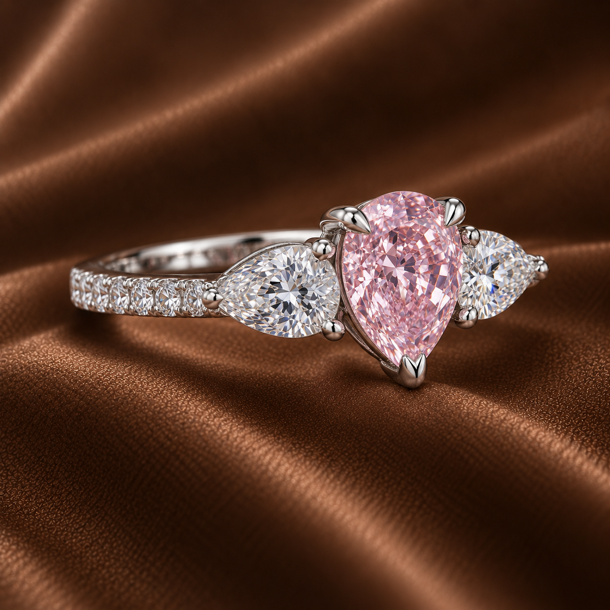 The Blush Pear Three-Stone Ring