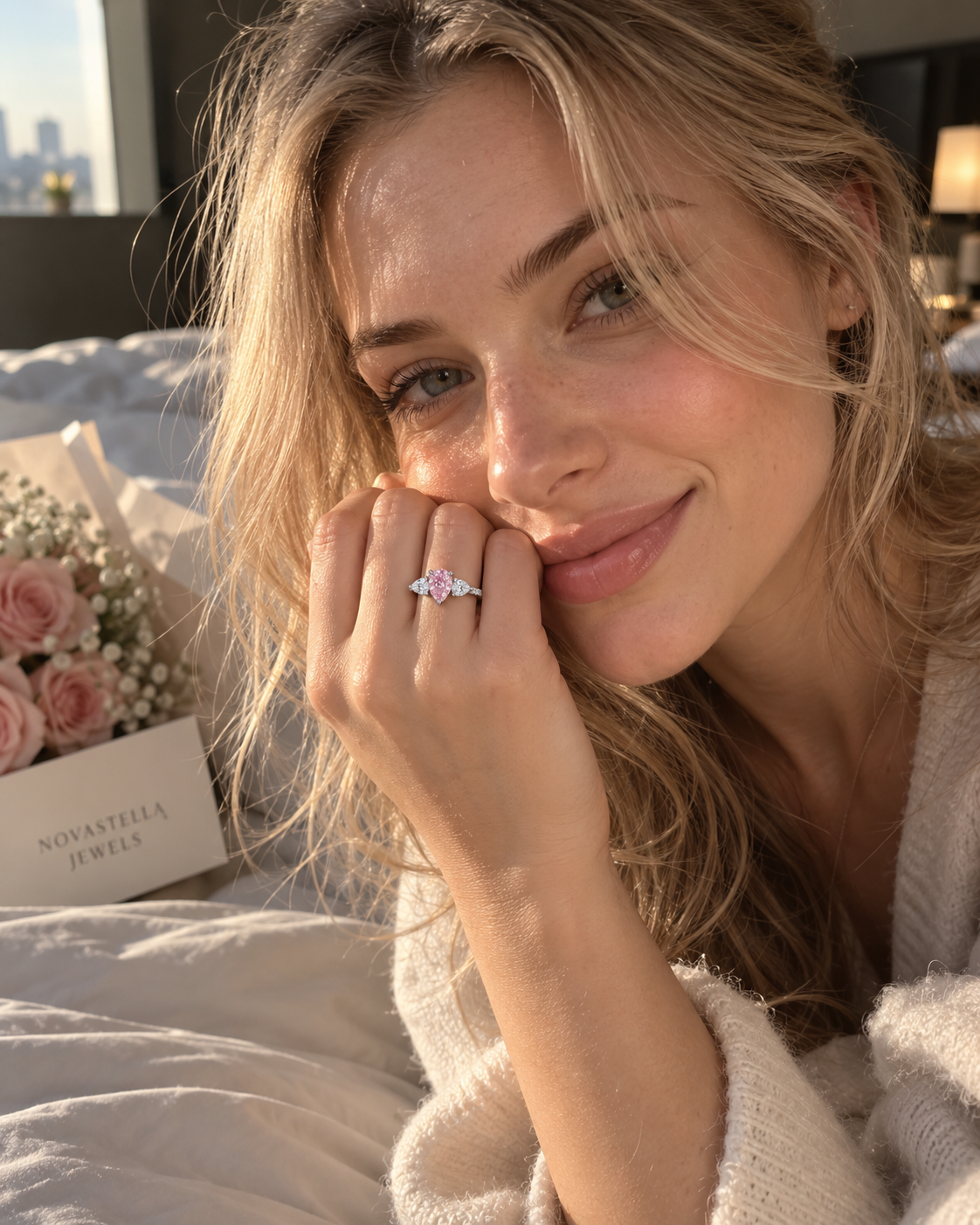 The Blush Pear Three-Stone Ring