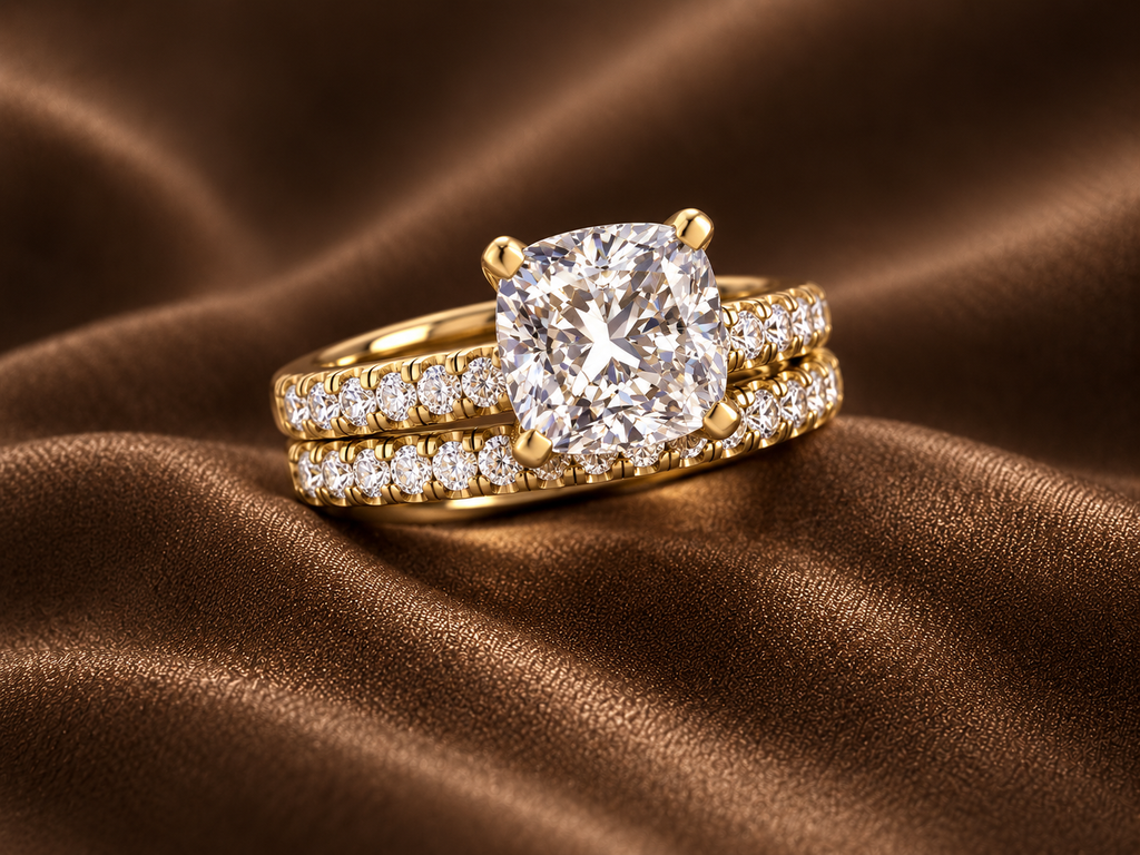 Cushion Cut Diamond Bridal Set