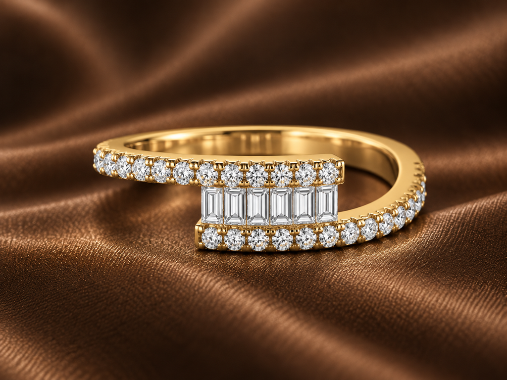 Geometric Baguette Bypass Ring