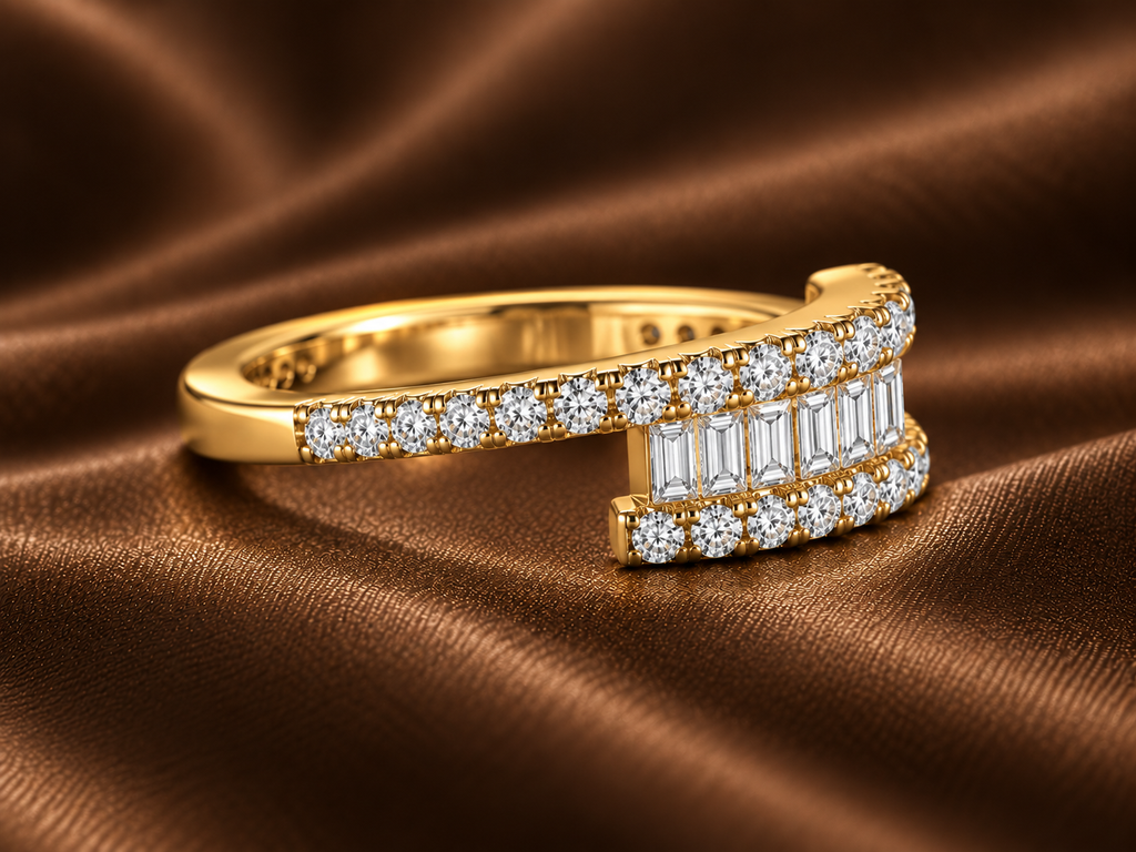 Geometric Baguette Bypass Ring