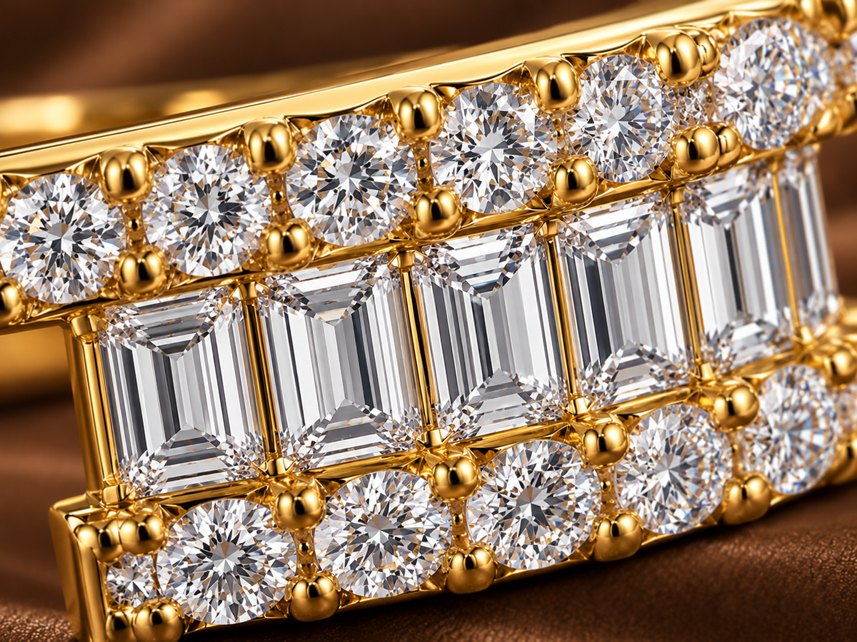Geometric Baguette Bypass Ring