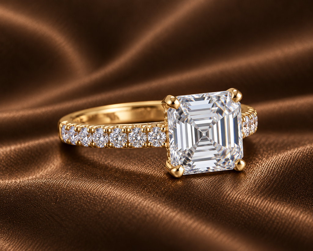 The Asscher Cut Pave Ring