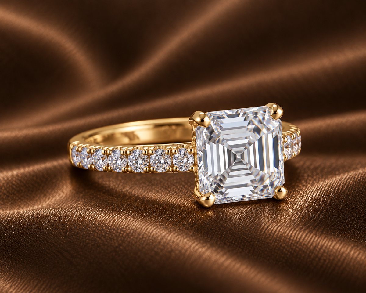 The Asscher Cut Pave Ring