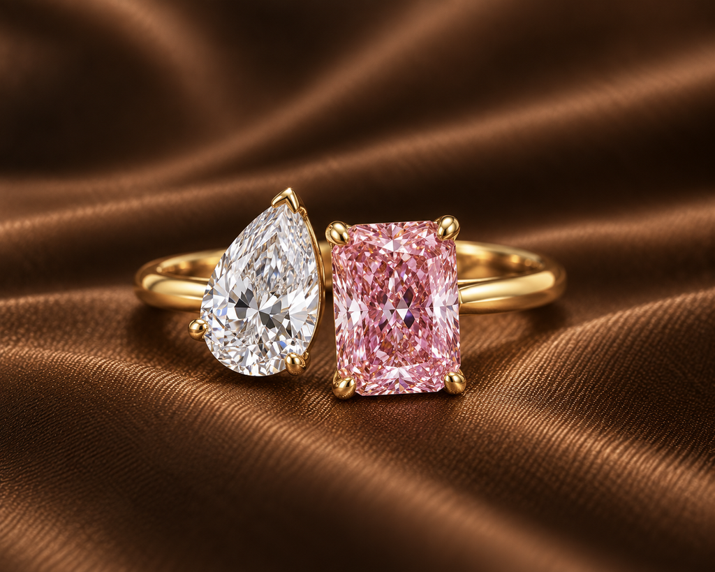 Pink Radiant & Pear Toi et Moi Ring