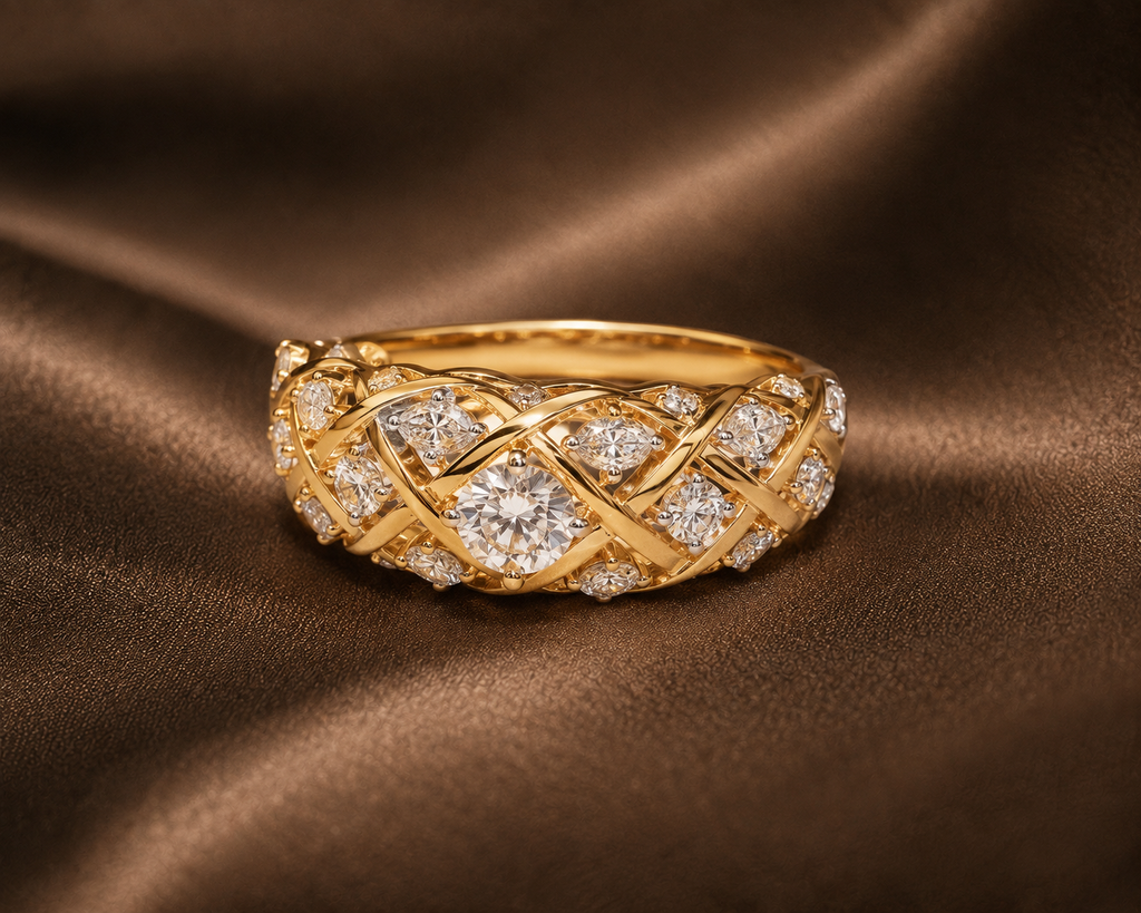 The Sculpted Diamond Braid Ring