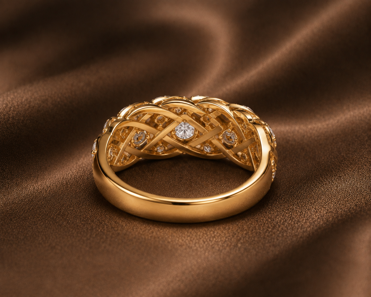 The Sculpted Diamond Braid Ring
