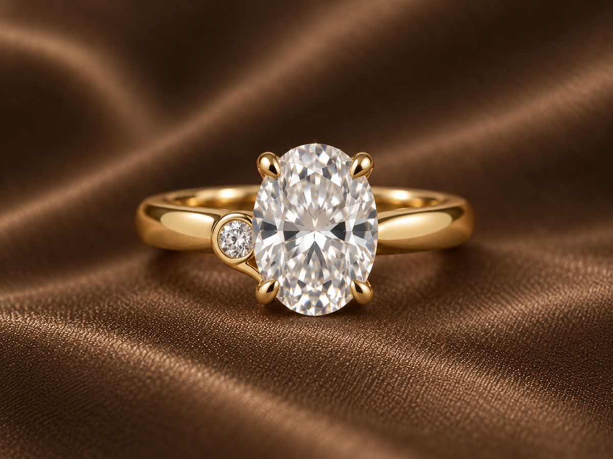 The Asymmetric Oval Ring | Offset Diamond Statement