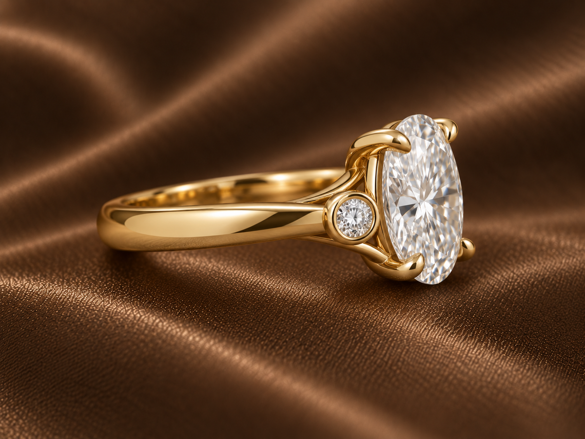 The Asymmetric Oval Ring | Offset Diamond Statement