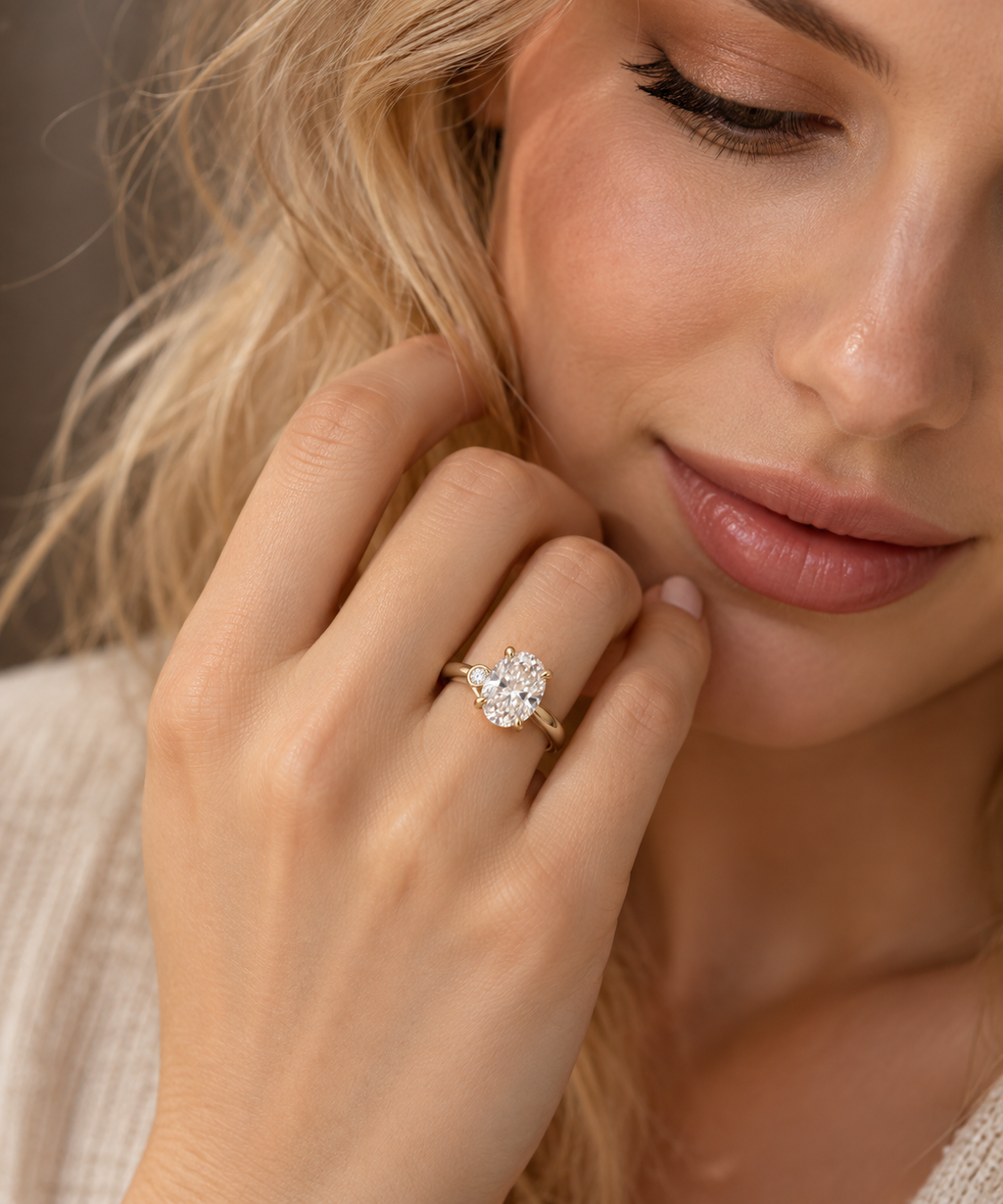 The Asymmetric Oval Ring | Offset Diamond Statement