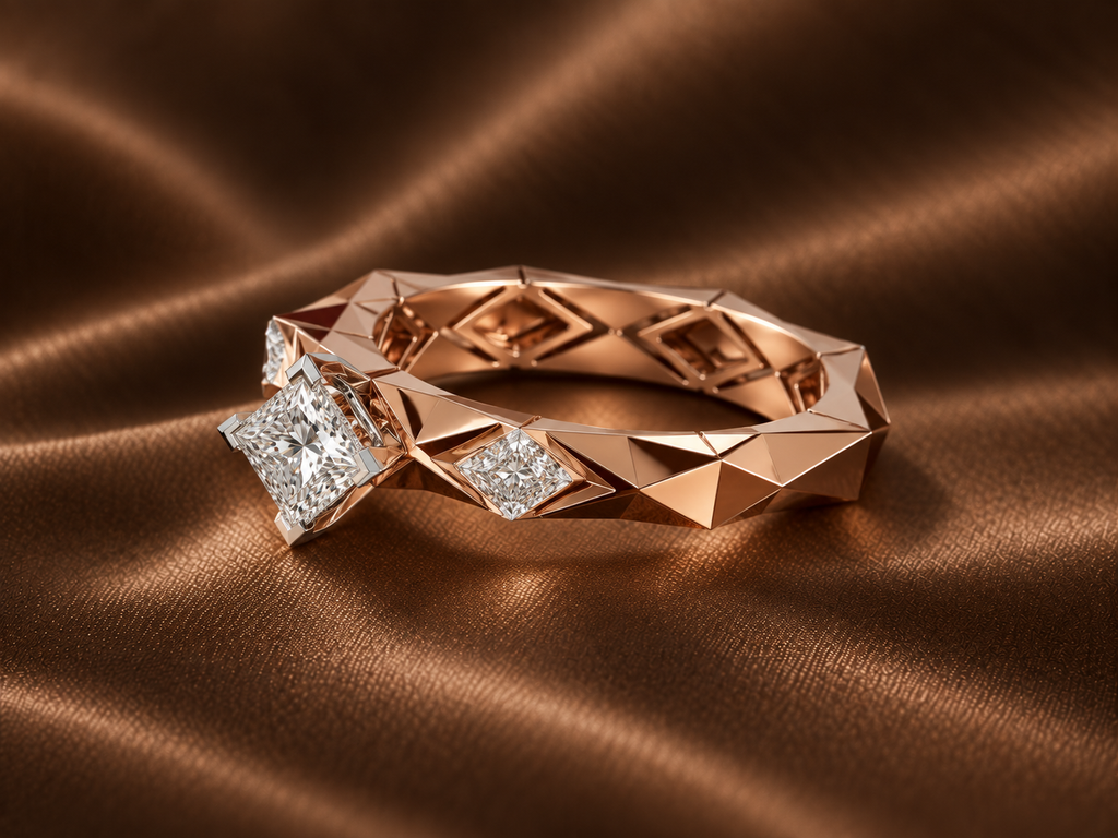 The Geometric Princess Cut Ring | Edgy Luxury Diamond Band