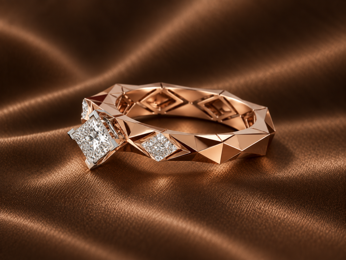 The Geometric Princess Cut Ring | Edgy Luxury Diamond Band