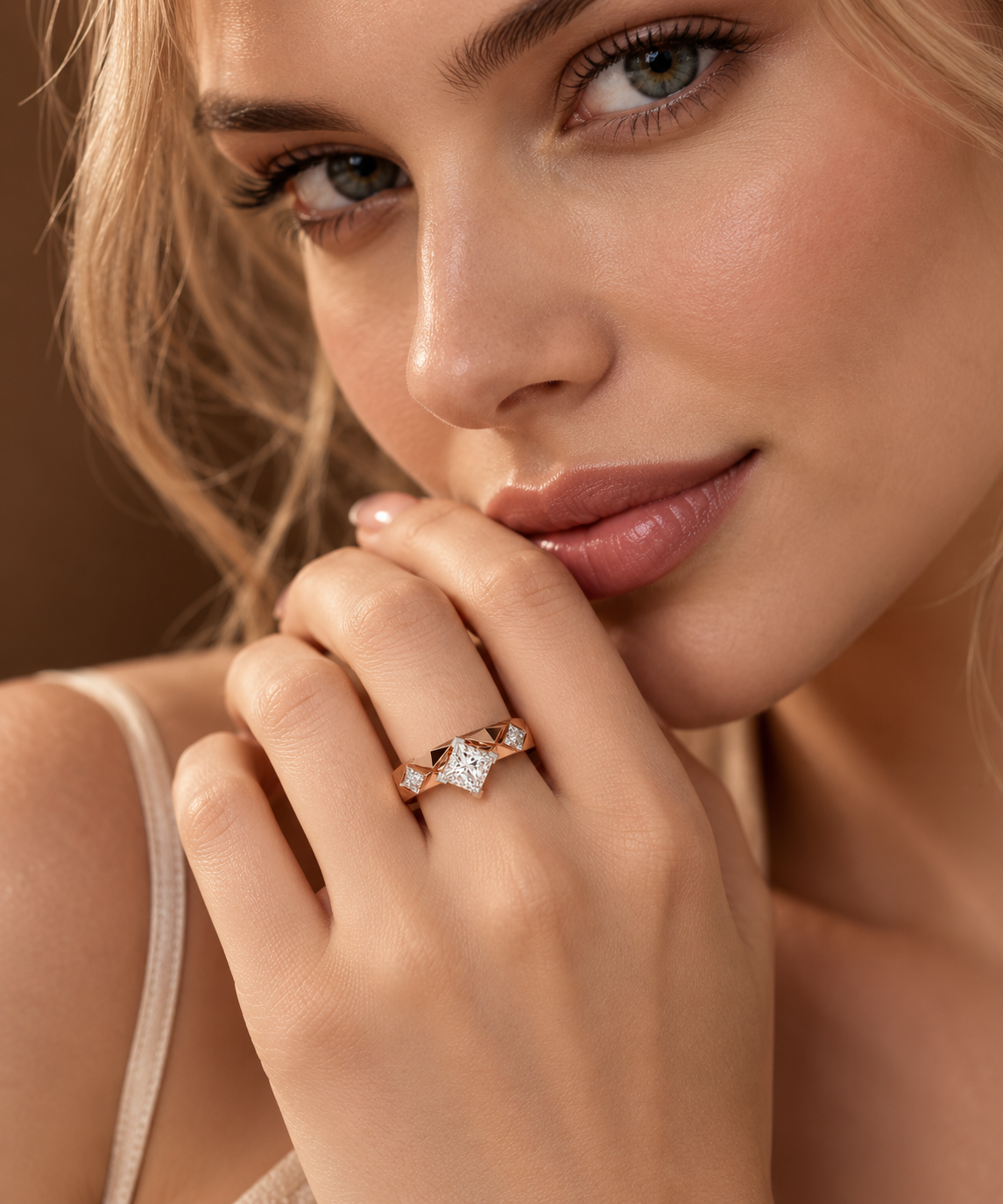 The Geometric Princess Cut Ring | Edgy Luxury Diamond Band