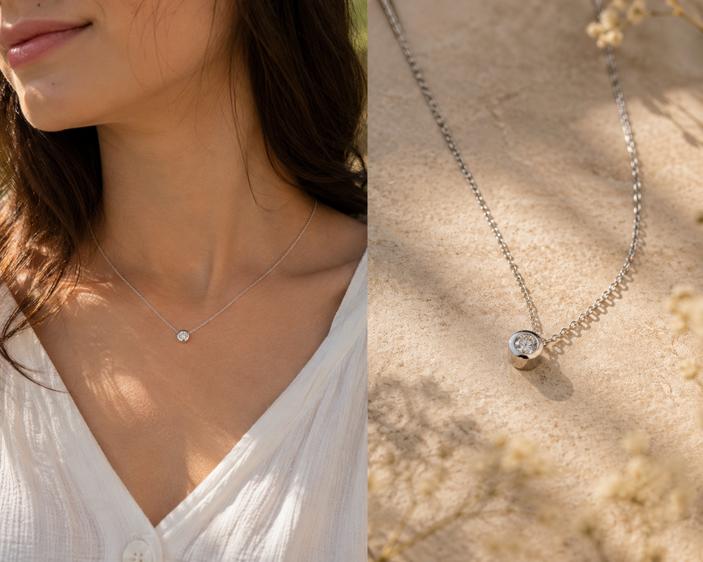 The Pure Light Bezel-Set Solitaire Diamond Necklace