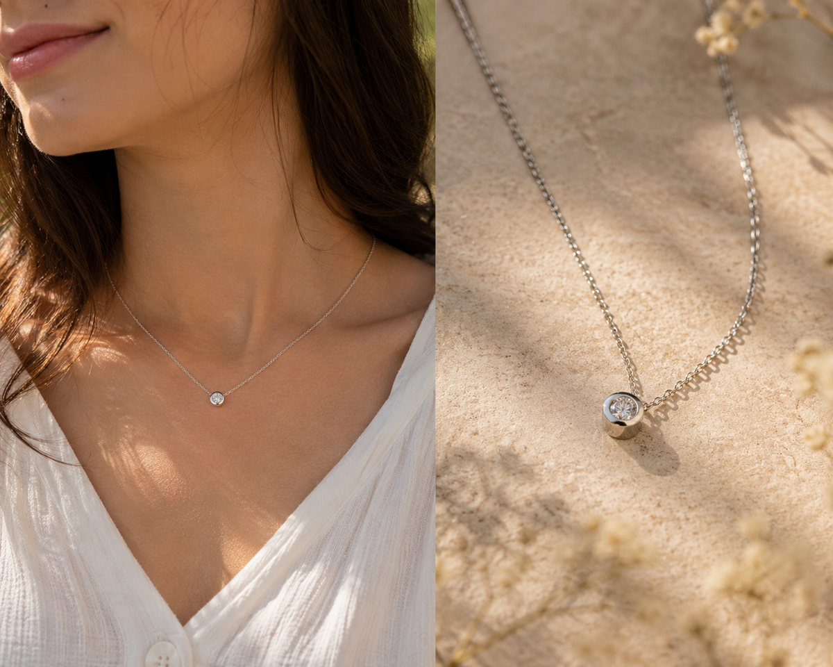 The Pure Light Bezel-Set Solitaire Diamond Necklace