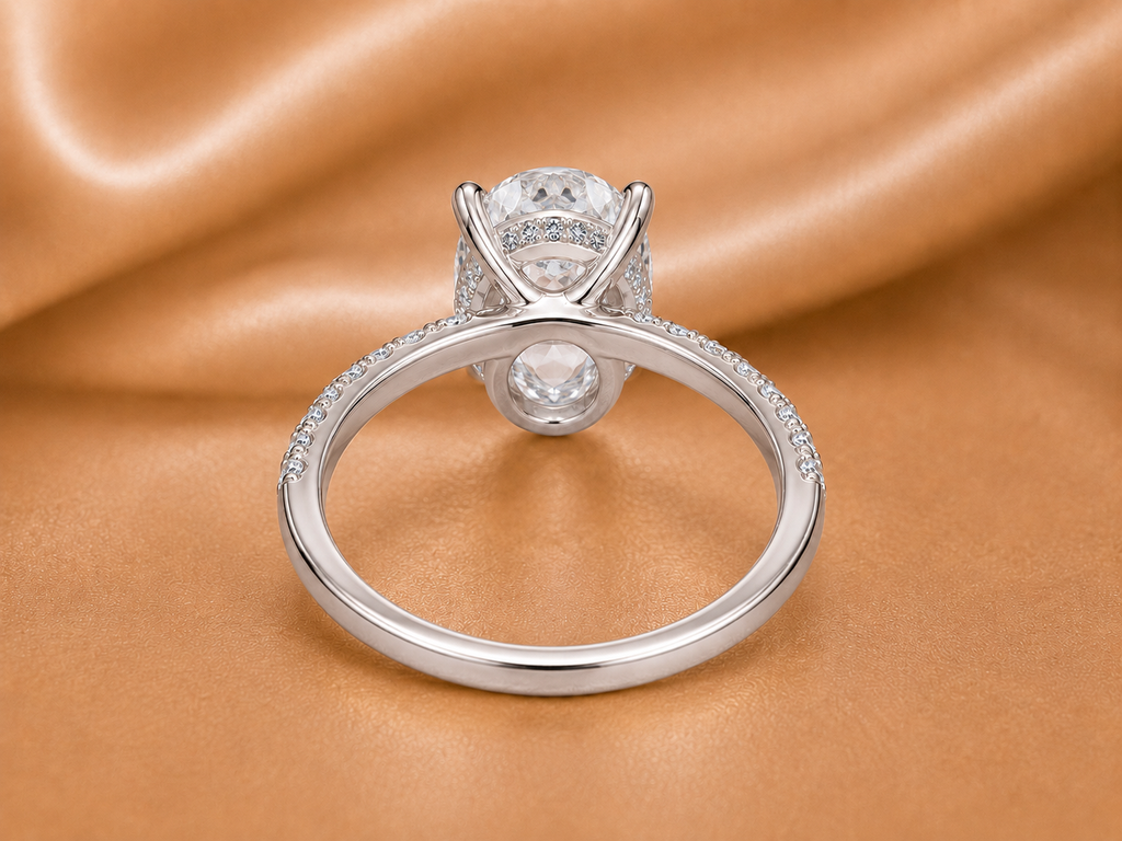 Certified Oval Cut Diamond Engagement Ring with Pavé Setting