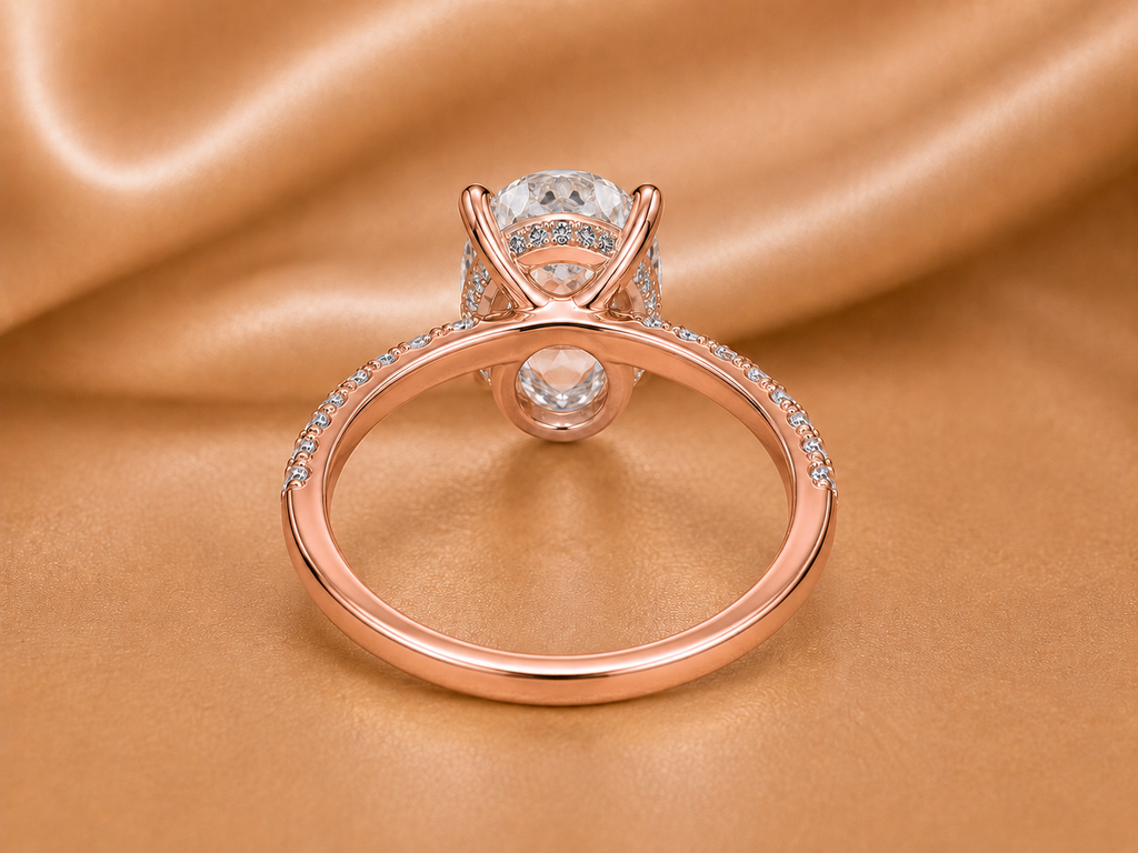 Certified Oval Cut Diamond Engagement Ring with Pavé Setting