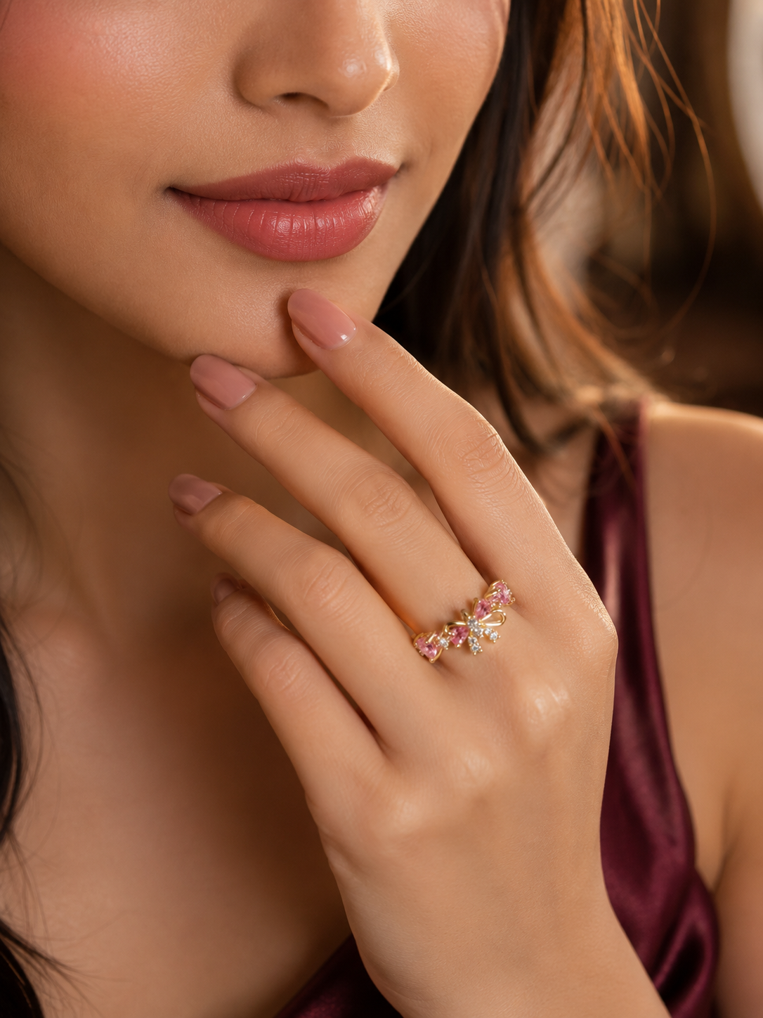 Pink Heart & Bow Promise Ring