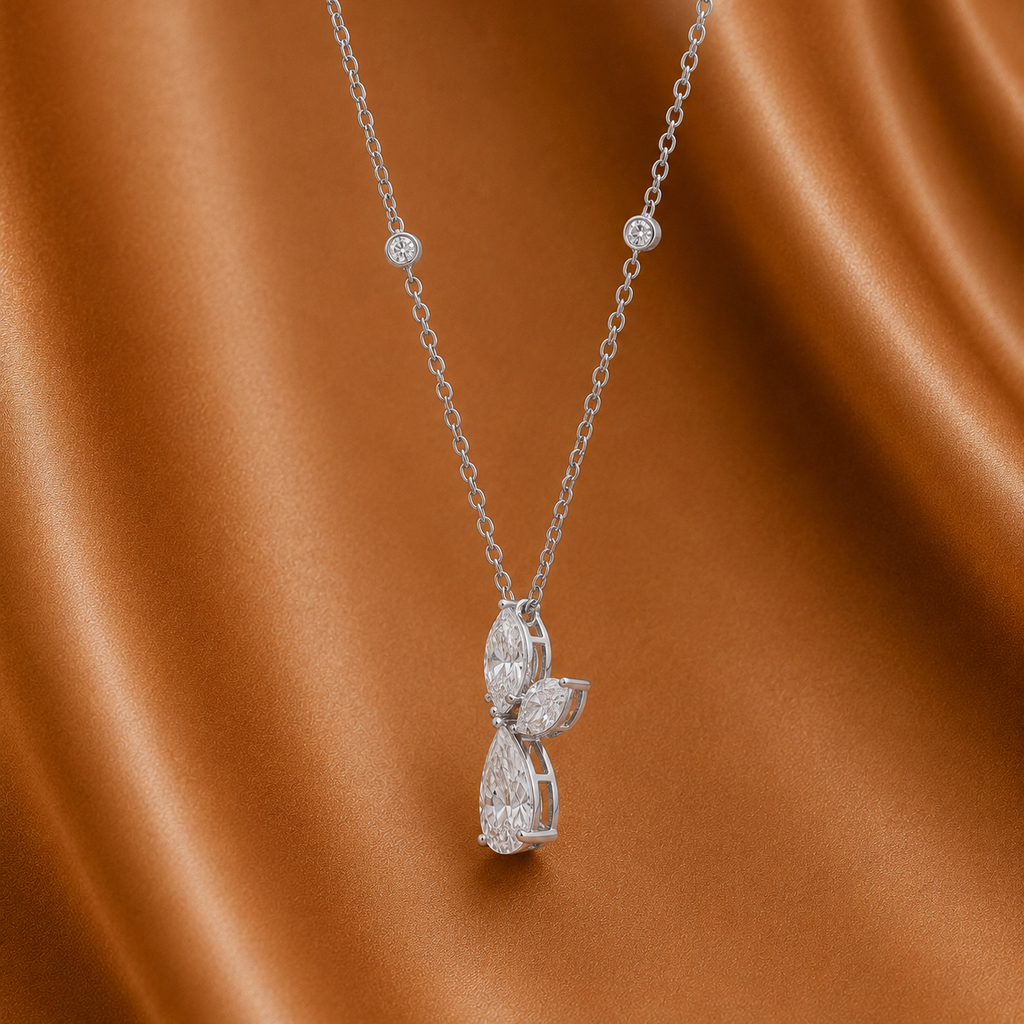 The Crystal Flora Pear Drop Diamond Necklace
