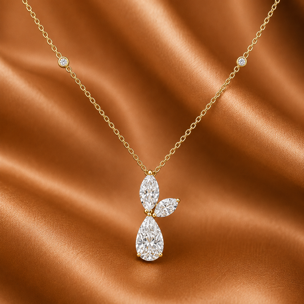The Crystal Flora Pear Drop Diamond Necklace
