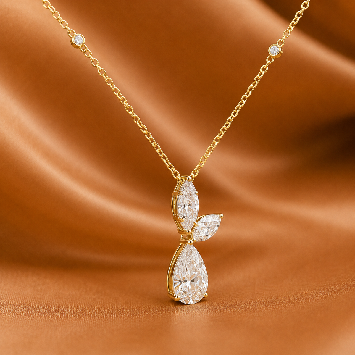 The Crystal Flora Pear Drop Diamond Necklace