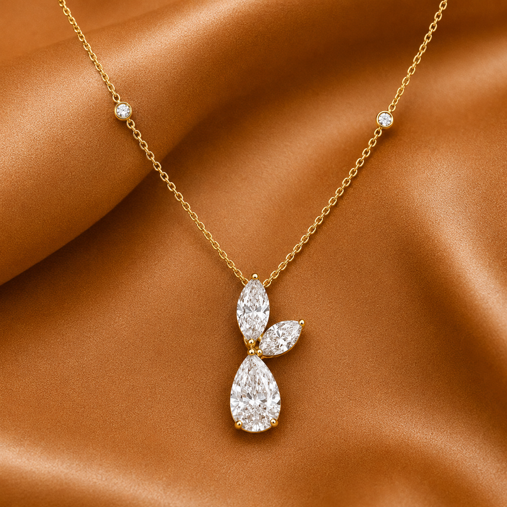 The Crystal Flora Pear Drop Diamond Necklace