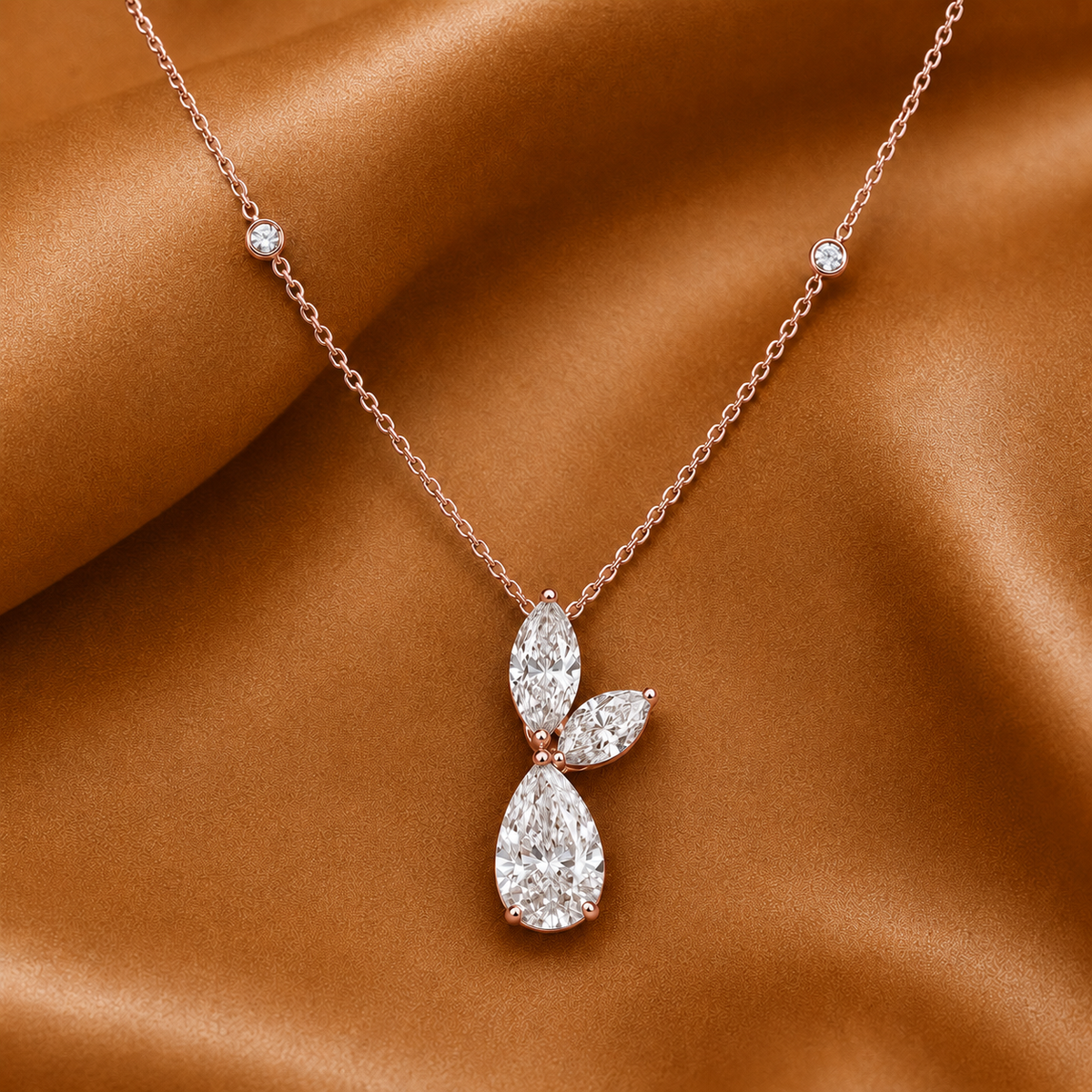 The Crystal Flora Pear Drop Diamond Necklace