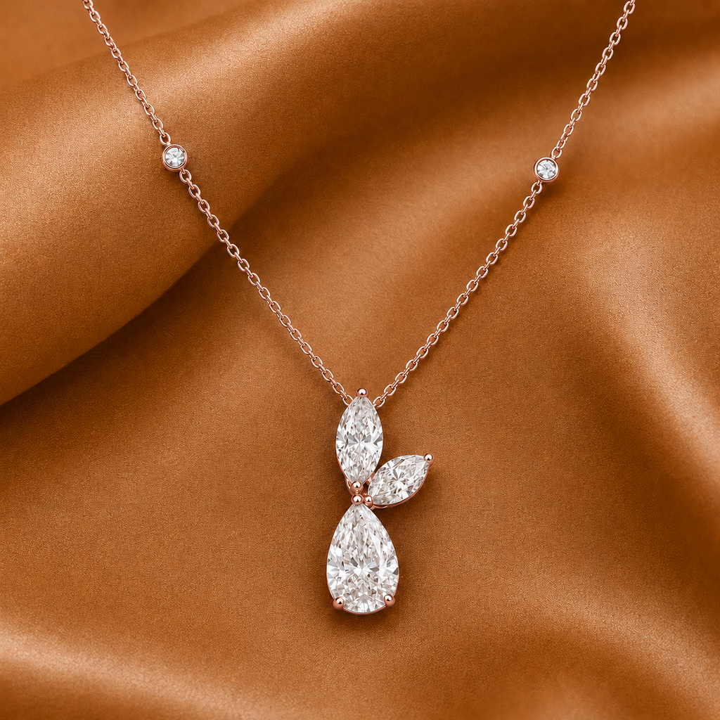 The Crystal Flora Pear Drop Diamond Necklace